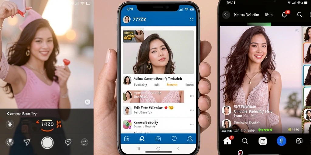 Tampilan antarmuka aplikasi Kamera Beautify 777ZX yang modern dan intuitif.