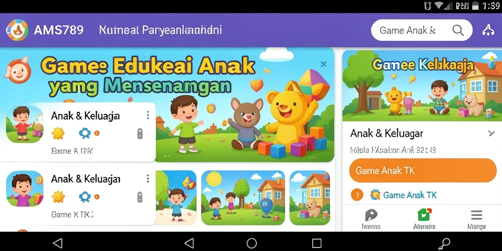 Tampilan antarmuka yang ceria dan interaktif dari aplikasi Game Anak TK.