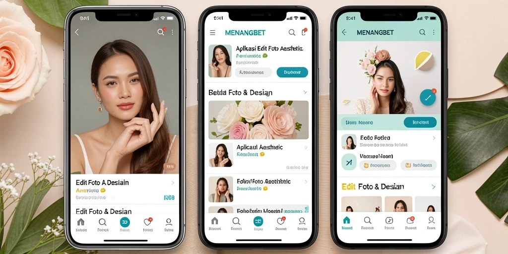 Antarmuka MENANGBET menampilkan fitur edit foto aesthetic yang menarik.