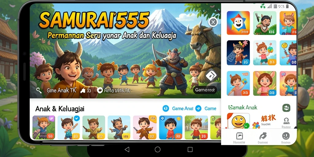 Tampilan antarmuka aplikasi SAMURAI555 yang ramah anak.