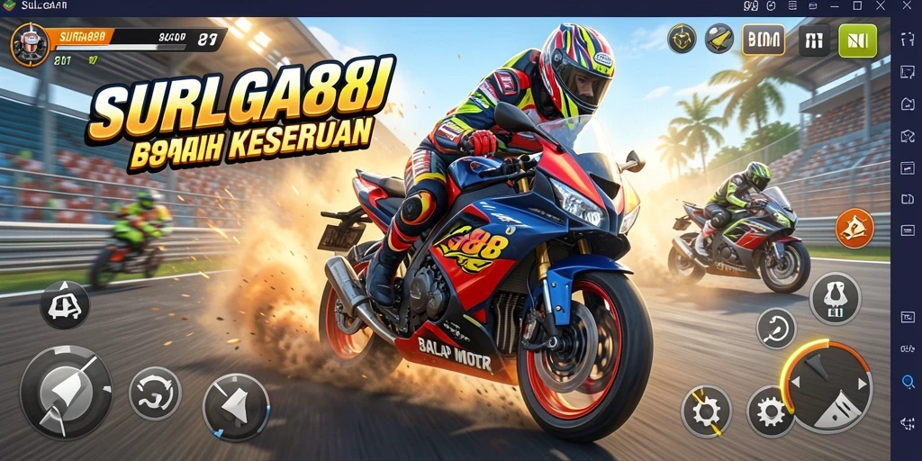 Tampilan antarmuka SURGA88 saat balapan motor seru dan mendebarkan.